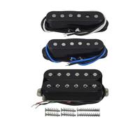 FLEOR Alnico 5 HSS Set Staggered Single-Coil + Humbucker Pickup Fit FD ST Guitarra eléctrica, Parte de la Guitarra Cuello+Centro+Puente Pickup (14-15K)Negro