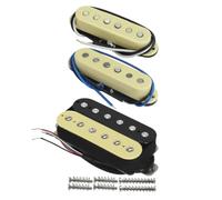 FLEOR Alnico 5 HSS Set Staggered Single-Coil + Humbucker Pickup fit Fender Strat Guitarra eléctrica, cuello + centro + puente Pickup (14-15 K), crema