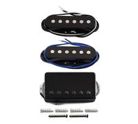 FLEOR Alnico - Juego de pastilla de bobina simple y humbucker de 5 postes planos y pastillas Humbucker cubiertas negras HSS N+M+B para guitarra estilo ST
