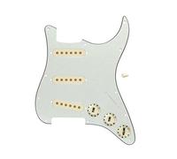 FLEOR Golpeador de 11 agujeros estilo SSS con pomos de control 2T1V 50 mm 52 mm (2 piezas) tapas de pastilla de interruptor de palanca para guitarra ST, color blanco marfil