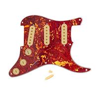 FLEOR Golpeador de 8 agujeros SSS con 50 mm 52 mm (2 piezas) cubiertas de pastilla 2T1V mandos de control puntas de interruptor de guitarra para reemplazo de ST, carcasa de tortuga roja