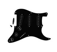 FLEOR Golpeador de 8 agujeros SSS con 50 mm 52 mm (2 piezas) cubiertas de pastilla 2T1V mandos de control puntas de interruptor de guitarra para reemplazo de ST, negro/blanco/negro