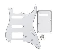 FLEOR Golpeador de guitarra de 11 agujeros SSH y placa trasera de trémolo con tornillos de montaje para guitarra estilo ST estándar de Estados Unidos/México, color blanco, 3 capas
