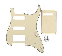 FLEOR Golpeador de guitarra de 11 agujeros SSH y placa trasera de trémolo con tornillos de montaje para guitarra estilo ST estándar de Estados Unidos/México, color crema, 3 capas