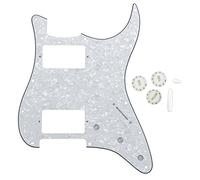 FLEOR Golpeador de guitarra estilo HH con perillas de control 2T1V 5 maneras puntas de interruptor para repuesto de ST, color blanco perla