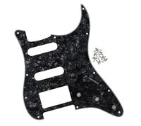FLEOR Golpeador HSS de 11 agujeros estilo ST para guitarra, protector de púas con tornillos, 4 capas, color negro perla