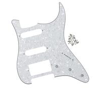 FLEOR Golpeador HSS de 11 agujeros estilo ST para guitarra, protector de púas con tornillos, 4 capas, color blanco perla