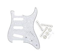 FLEOR Golpeador SSS con 52 mm (3 piezas) cubiertas de pastilla/perilla de control 2T1V para repuesto de guitarra ST, color blanco perla