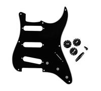 FLEOR Golpeador SSS con 8 agujeros para guitarra con 2T1V tono, perillas de volumen, punta de interruptor para ST Eelctric de repuesto, negro/blanco/negro