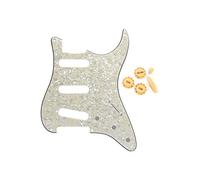 FLEOR Golpeador SSS con 8 agujeros para guitarra con 2T1V tono, perillas de volumen, punta de interruptor para ST Eelctric de repuesto, perla envejecida