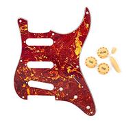 FLEOR Golpeador SSS con 8 agujeros para guitarra con 2T1V tono, perillas de volumen, punta de interruptor para ST Eelctric de repuesto, carcasa de tortuga roja