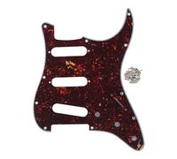 FLEOR Golpeador SSS de 11 agujeros estilo ST para guitarra, protector de púas con juego de tornillos, 4 capas, concha de tortuga marrón