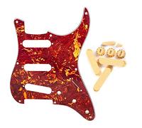 FLEOR Golpeador SSS de 8 agujeros con estilo cerrado 50 mm cubierta de pastilla 2T1V Control Pomos de interruptor Puntas Parte de guitarra para ST Guitar, carcasa de tortuga roja