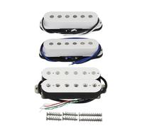 FLEOR HSS - Juego de pastilla Alnico 5 de bobina única y pastilla Humbucker + medio + pastilla puente (8-9K) para guitarra ST, color blanco