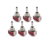 FLEOR Interruptor de palanca de encendido/apagado de 12 pines y 3 vías 4PDT para guitarra eléctrica bajo rojo 6PCS