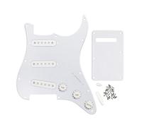 FLEOR Juego completo de ST Guitar SSS Pickguard Backplate con 3 cubiertas de recogida de 52 mm, 2T1 V, perilla de control selector, 1 capa, color blanco