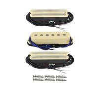 FLEOR Juego de 3 pastillas Humbucker de doble riel para guitarra Alnico 5 y pastilla de bobina única, mástil + medio + puente, color crema