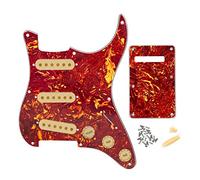 FLEOR Juego de 8 Agujeros ST Guitar Pickguard Placa Trasera con 48/50 / 52mm Tapas de Recolección 2T1V Mandos de Control Parte de Guitarra, Concha de Tortuga Roja