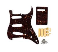 FLEOR Juego de golpeadores de guitarra ST SSS/Backplate / 50mm 52mm(2 piezas) Fundas para pastillas/Perilla de control 2T1V / Punta de interruptor/Punta de barra, Concha de tortuga marrón