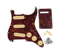 FLEOR Juego de golpeadores de guitarra ST SSS Style/Backplate / 50mm 52mm(2piezas) Fundas para pastillas/Perilla de control 2T1V / Punta de interruptor/Punta de barra, Concha de tortuga roja