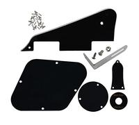 FLEOR Juego de LP pickguard/control posterior placa/selector cubierta/palanca interruptor anillo/armadura varilla cubierta/soporte cromado/montaje tornillos para guitarra estándar LP, 3capa nero