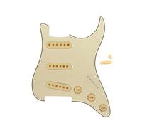FLEOR Juego de placa de rascar ST Pickguard estilo SSS / 50 mm 52 mm / 2 piezas de cubierta de pastilla/perilla de control 2T1V / punta de interruptor/punta de barra, 3 capas color crema