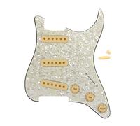 FLEOR Juego de placa para rascar ST Pickguard estilo SSS de 50 mm, 52 mm, 2 unidades, cubierta de pastilla/perilla de control 2T1V, punta de interruptor/punta de barra, perla envejecida