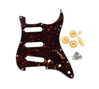 FLEOR Juego de placa para rascar ST Pickguard estilo SSS/perilla de control 2T1V / punta de interruptor/punta de barra, carcasa de tortuga marrón