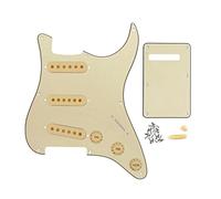 Fleor - Juego de placa trasera de 8 agujeros + golpeador de 48/50/52 mm + perillas de control (2 para tonos, 1 para volumen) para guitarra ST, 3 ply, cream