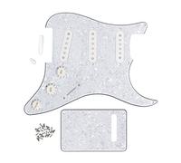 FLEOR Juego de placas para arañazos de 8 agujeros con placa trasera de 50 mm y 52 mm (2 piezas)), tapas de pastilla 2T1V de control para ST, color blanco perla