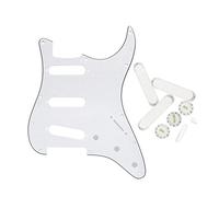 FLEOR Juego de placas para guitarra SSS ST ST ST de 3 capas y cubierta para pastilla de 3-52 mm y puntas de 2T1V Konbs, blanco/negro/blanco