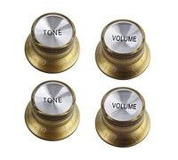 FLEOR Juego de pomos de control de velocidad 2T2V de plástico dorado estilo sombrero superior para guitarra Gibson Les Paul pieza de guitarra eléctrica