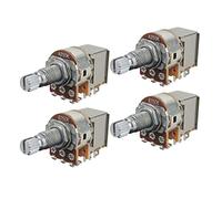 FLEOR Juego de potenciómetros A250K + B250K con control de presión y tirón, eje moleteado largo de 18 mm para guitarra, bajo, volumen o control de tono (juego de 2A2B)