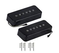 FLEOR Juego de Vintage Alnico V Single Coil Soapbar P90 cuello puente pastillas 50/52 mm metal trenzado Cable para guitarra eléctrica, Crema