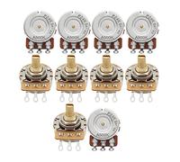 FLEOR Macetas de control de eje corto de latón A500K Potenciómetros cónicos de audio 24 Spline Split Shaft D3 / 8 "para tono de volumen de control de guitarra eléctrica, paquete de 10