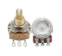 FLEOR Macetas de control de eje largo de latón B500K Potenciómetros cónicos lineales 24 Spline Split Shaft D3 / 8 "para control de tono de volumen de guitarra eléctrica, paquete de 2