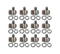 FLEOR Mini potenciómetro A500K de audio con bayoneta, 15 mm, eje corto dividido para bajo eléctrico, control de sonido, piezas de volumen, paquete con 12 unidades