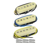 FLEOR Pastilla de bobina simple Pastillas ST Alnico 5 Pastillas de cuello/medio/puente de guitarra escalonadas para SQ ST Reemplazo de Pastillas, Crema