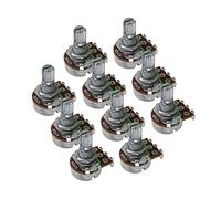 FLEOR Potenciómetros de mini guitarra A250K-Ohm Audio Taper Grueso moleteado Split Shaft Potenciómetro de 15 mm con bayoneta, 10 piezas