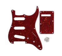 FLEOR Set de 8 agujeros SSS Pickguard y placa posterior de guitarra con tornillo para reemplazo de piezas de guitarra estilo Vintage ST, carcasa de tortuga roja de 4 capas