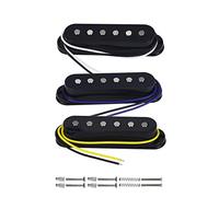 FLEOR Set single coil Guitar Neck/Medio/Puente Pickup Alnico V imán soporte de mástil 50 mm/50 mm/52 mm, Negro Color, Inc. Tornillos y muelles