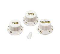 FLEOR ST 2T1V Perillas de control de volumen de tono de guitarra y punta de interruptor de palanca de 5 vías para partes de guitarra eléctrica, blanco