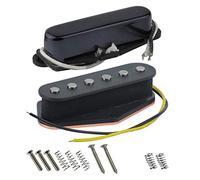 FLEOR Vintage Single Coil Pickups Set Pastilla de puente y cuello negro (50mm / 55mm) Imán Alnico 5 para piezas de guitarra estilo TL TE