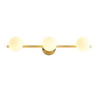 FLEPYHB Apliques de pared para interiores LED, pantalla de globo blanco leche, aplique de pared de latón, aplique de pared para tocador de baño, lámpara de pared de vidrio de mediados de siglo, casq