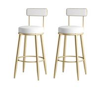 FLEPYHB Taburetes de Bar de Cocina, taburetes de Bar de Cocina para Desayuno, Juego de 2 Piezas, sillas de Bar con Asiento de Cuero sintético, taburetes de Bar con Patas de Metal, taburetes Altos