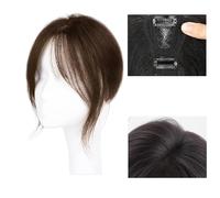 Flequillo Con Clip, 100% Parte Superior Raya Al Medio Cabello Humano Flequillo Lateral Grueso Flequillo Con Clip De Una Pieza De Cabello Humano Para Uso Diario De Mujer,Marrón,10 inch