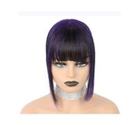 Flequillo con clip Cabello humano con flequillo for mujer, Clip en, piezas de cabello adelgazante, postizos gruesos que agregan extensiones adicionales(Purple)