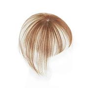 Flequillo con clip de una pieza con patillas de cabello humano Remy 3D para mujer, 1 pieza de flequillo recto (marrón claro)