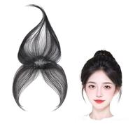 Flequillo Con Clip for Mujeres Prótesis De Cabello Humano Cobertura De 360°Extensiones De Cabello Top Adornos for El Cabello Pelucas Con Flequillo Francés 3D for Uso Diario(Black)