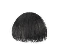 Flequillo con clip Peluca sintética con flequillo de aire, pelo falso Natural, corto, marrón, Rubio y negro, extensión flecos, Clip en piezas cabello(Natural Black)